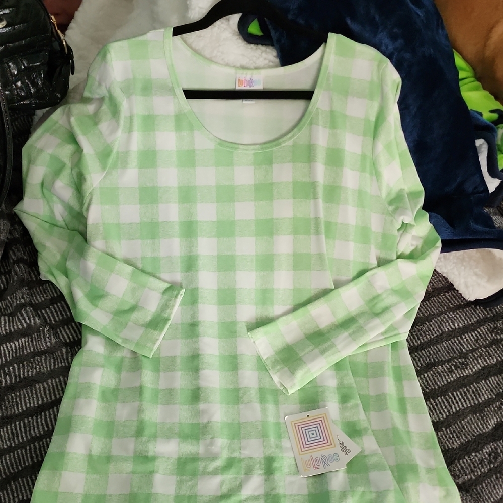 Lulroe reen Checkered Long Sleeve Top